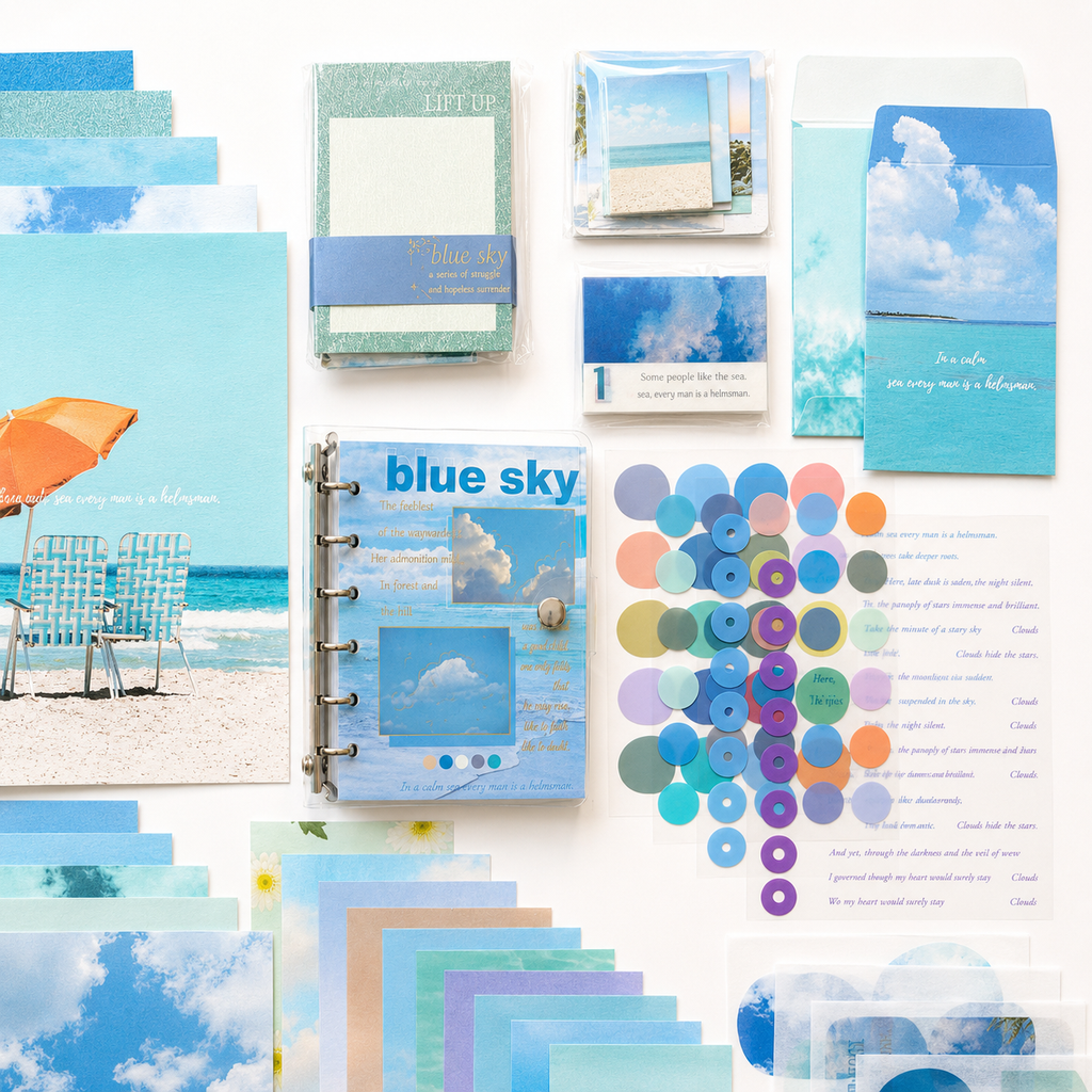 ☁️ Blue Sky Scrapbook Set (105 Pieces) ☁️