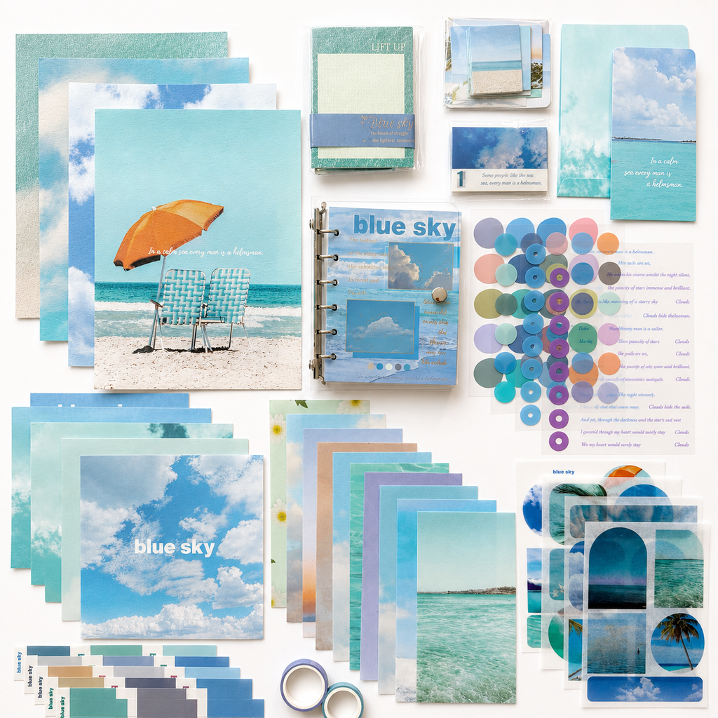 ☁️ Blue Sky Scrapbook Set (105 Pieces) ☁️