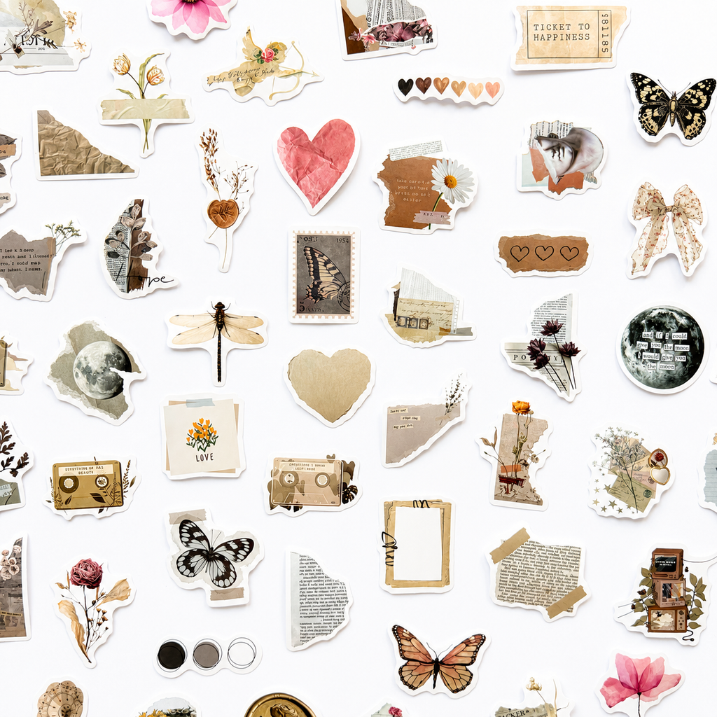 Vintage Aesthetic Sticker Pack – 50 pcs