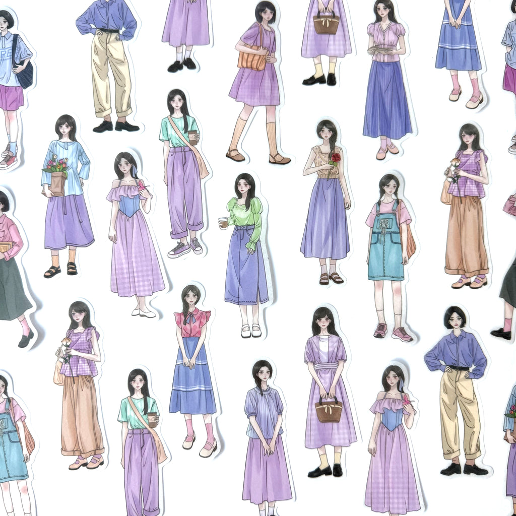 💜 Lavender Outfit Girls – Sticker Pack (30 pcs)
