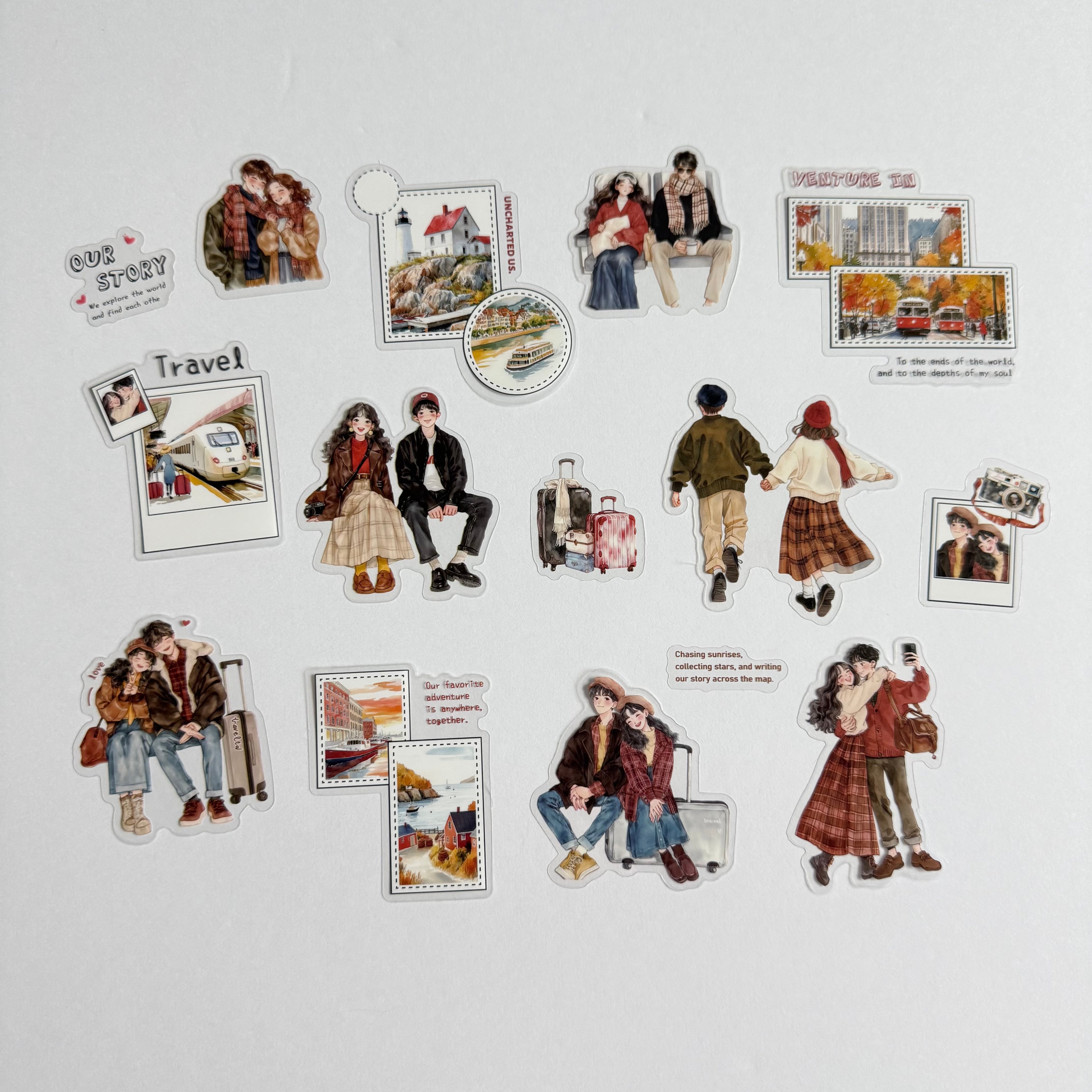 🌇 Sunset Canal Love – Golden Hour Romance Sticker Set (15 pcs) ❤️✨