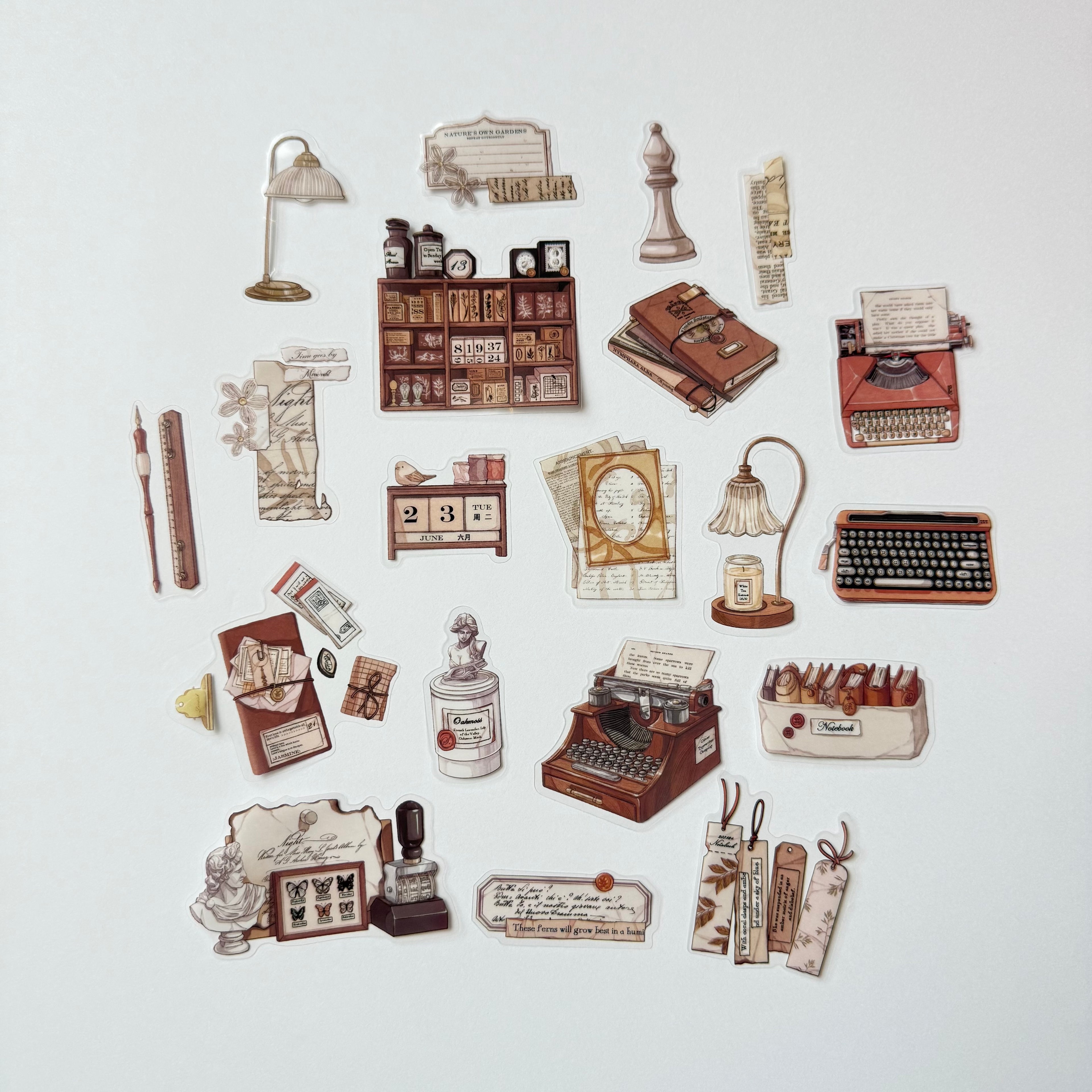 Vintage Writing Desk — Sticker Set (20 pcs)