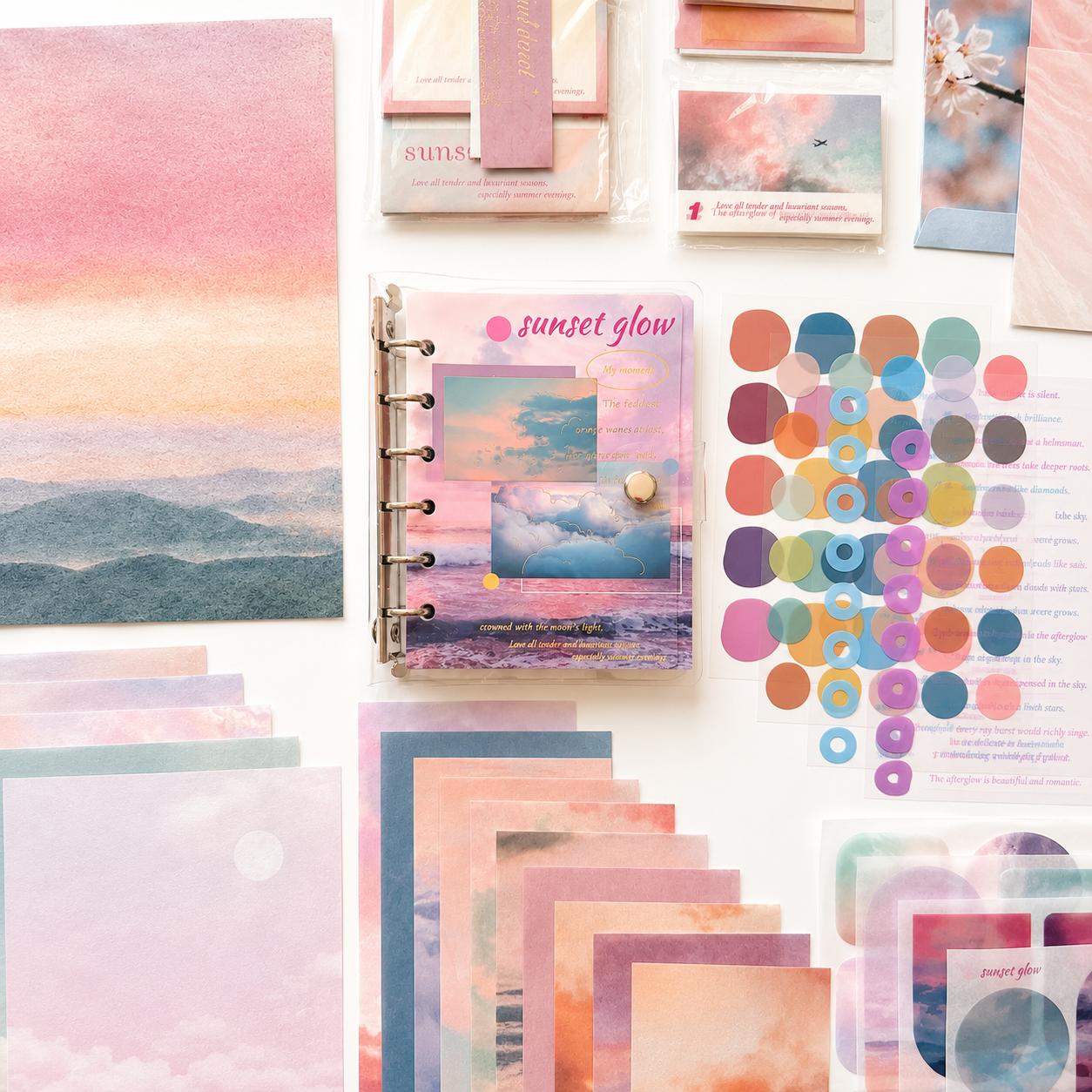 🌅 Sunset Glow Scrapbook Set (105 Pieces) 🌅