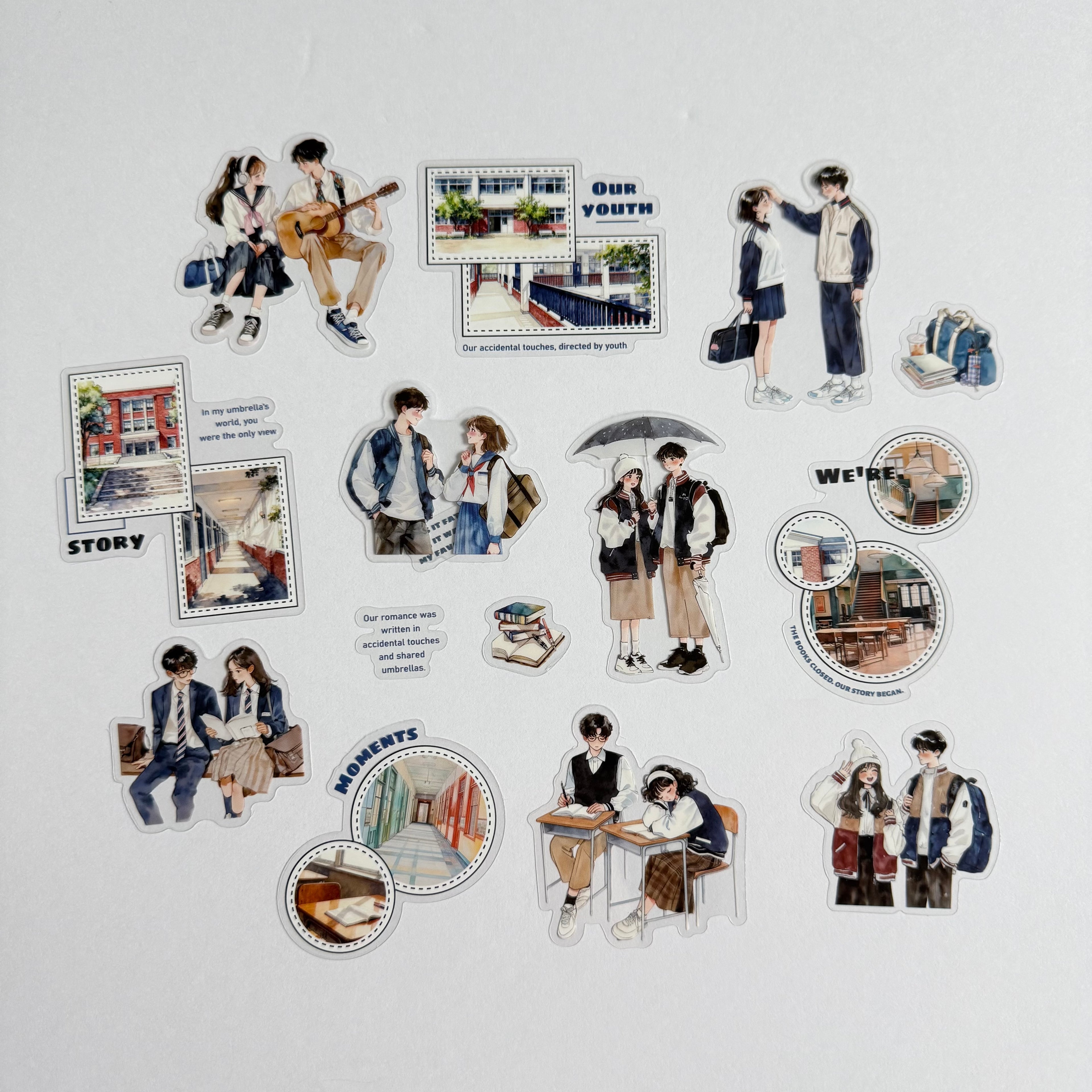 📖 Blue Chapter – New Beginnings Love Sticker Set (15 pcs) 💙📚