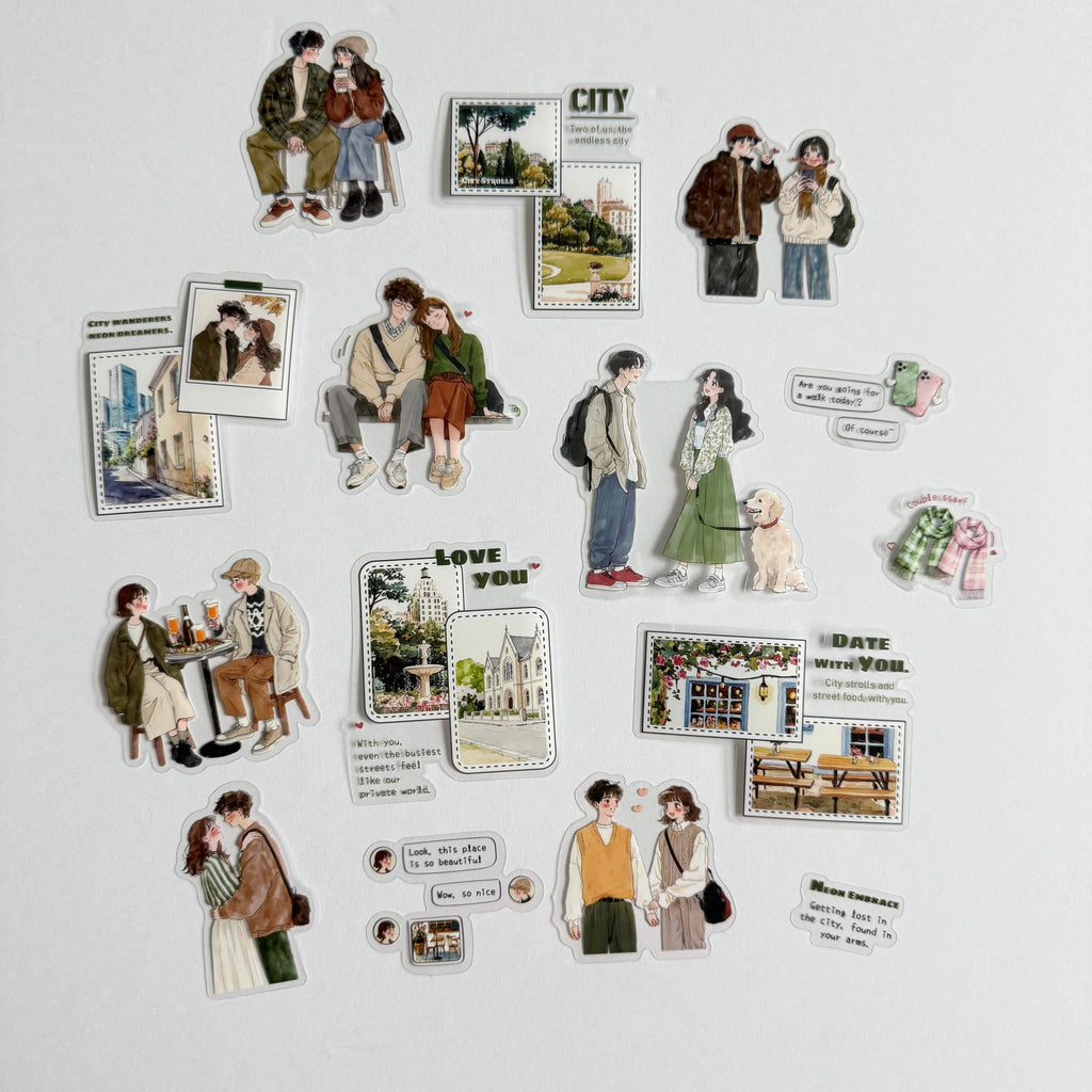 🏙 City Date Future – Romantic Walks Sticker Set (15 pcs) 🌆✨