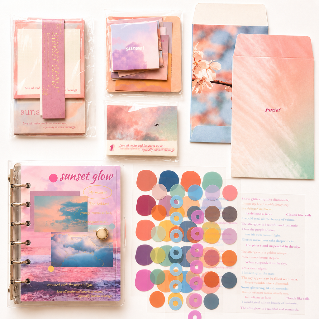 🌅 Sunset Glow Scrapbook Set (105 Pieces) 🌅