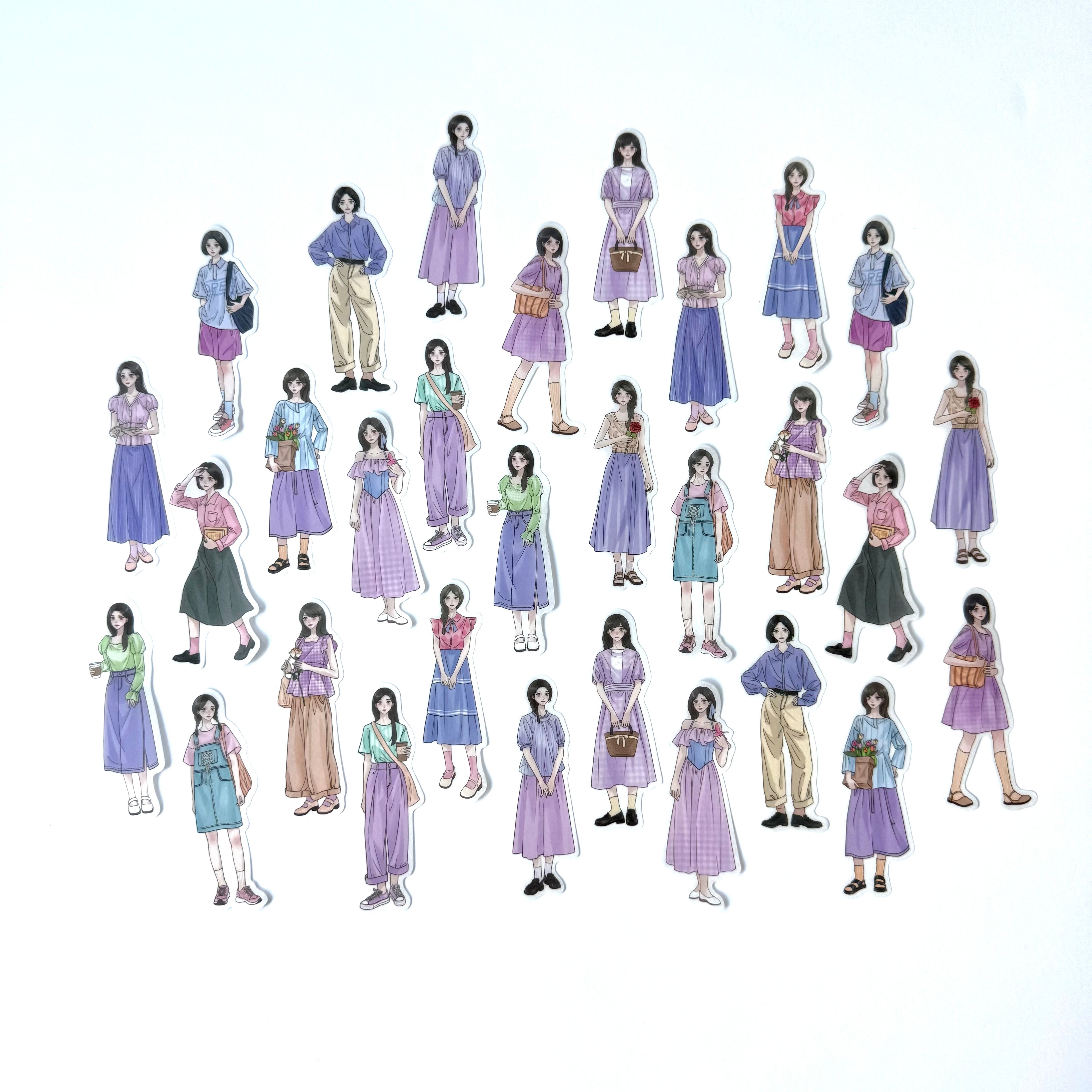 💜 Lavender Outfit Girls – Sticker Pack (30 pcs)