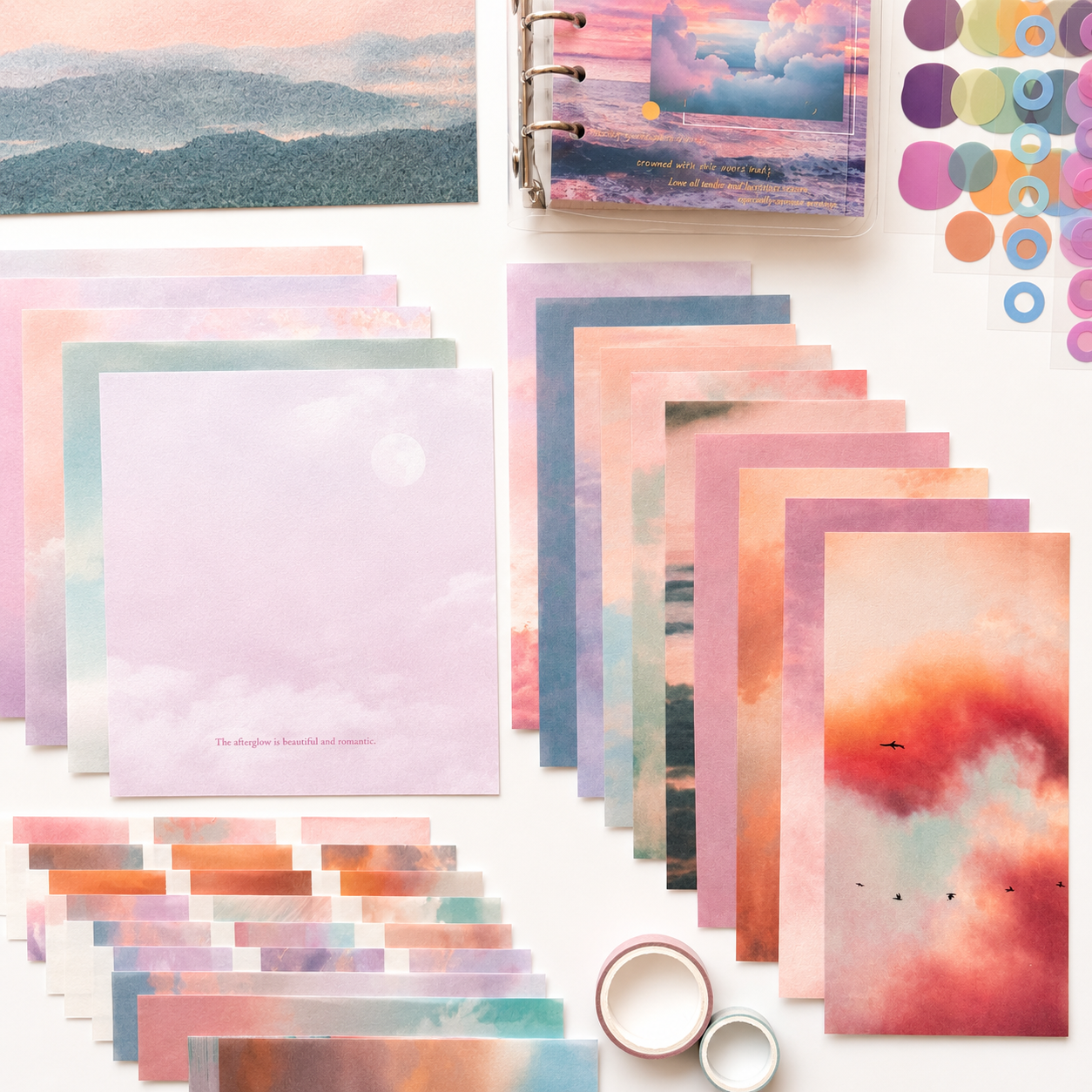 🌅 Sunset Glow Scrapbook Set (105 Pieces) 🌅