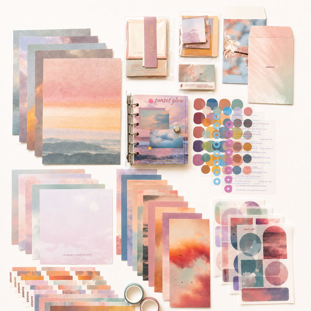 🌅 Sunset Glow Scrapbook Set (105 Pieces) 🌅