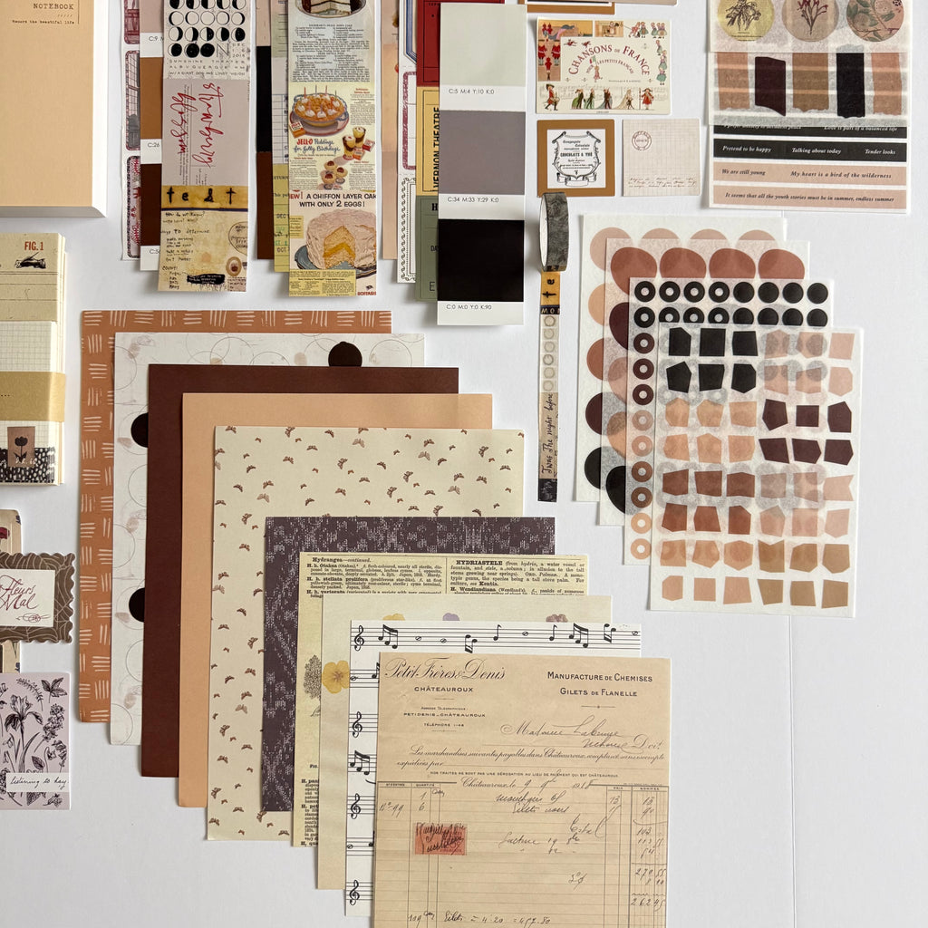 🤎 Golden Notes Paper Ritual Set — Vintage Archive Edition