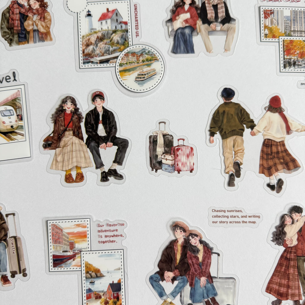 🌇 Sunset Canal Love – Golden Hour Romance Sticker Set (15 pcs) ❤️✨
