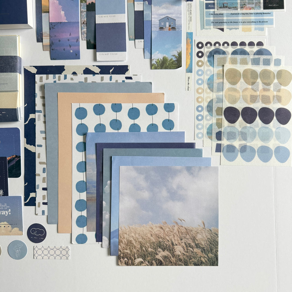 💙 Golden Notes Paper Ritual Set — Sky Calm Edition