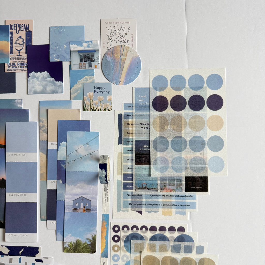 💙 Golden Notes Paper Ritual Set — Sky Calm Edition