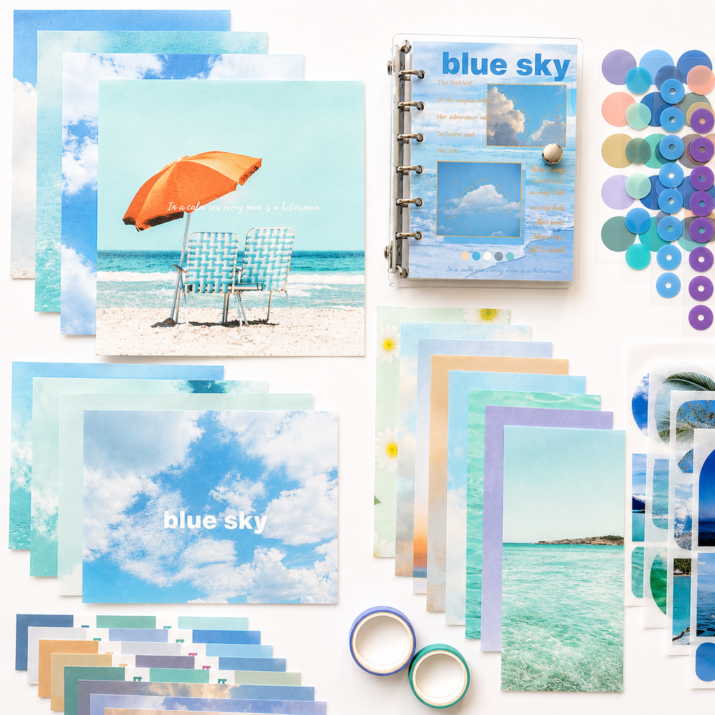 ☁️ Blue Sky Scrapbook Set (105 Pieces) ☁️