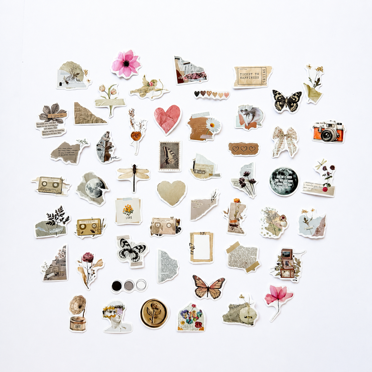 Vintage Aesthetic Sticker Pack – 50 pcs
