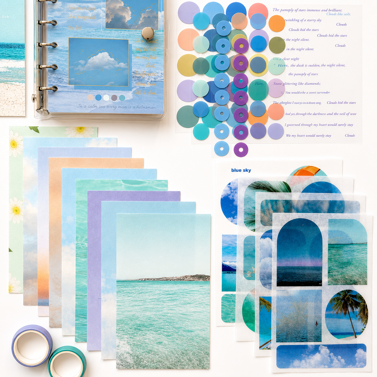 ☁️ Blue Sky Scrapbook Set (105 Pieces) ☁️