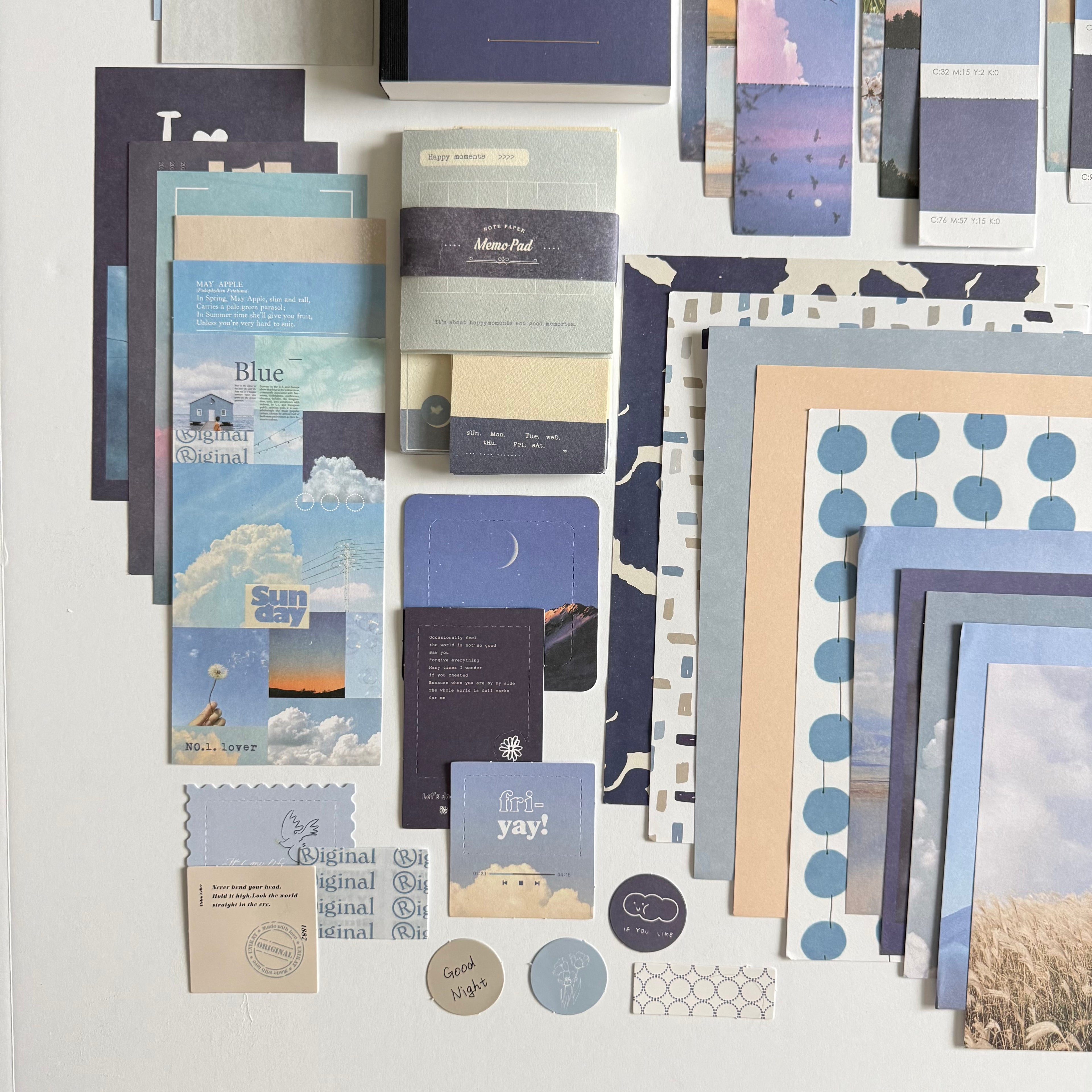 💙 Golden Notes Paper Ritual Set — Sky Calm Edition
