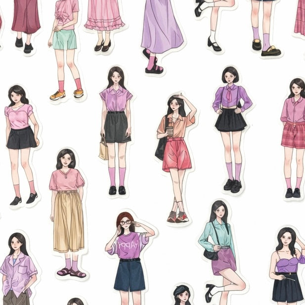 🌸 Pink Outfit Girls – Sticker Pack (30 pcs)
