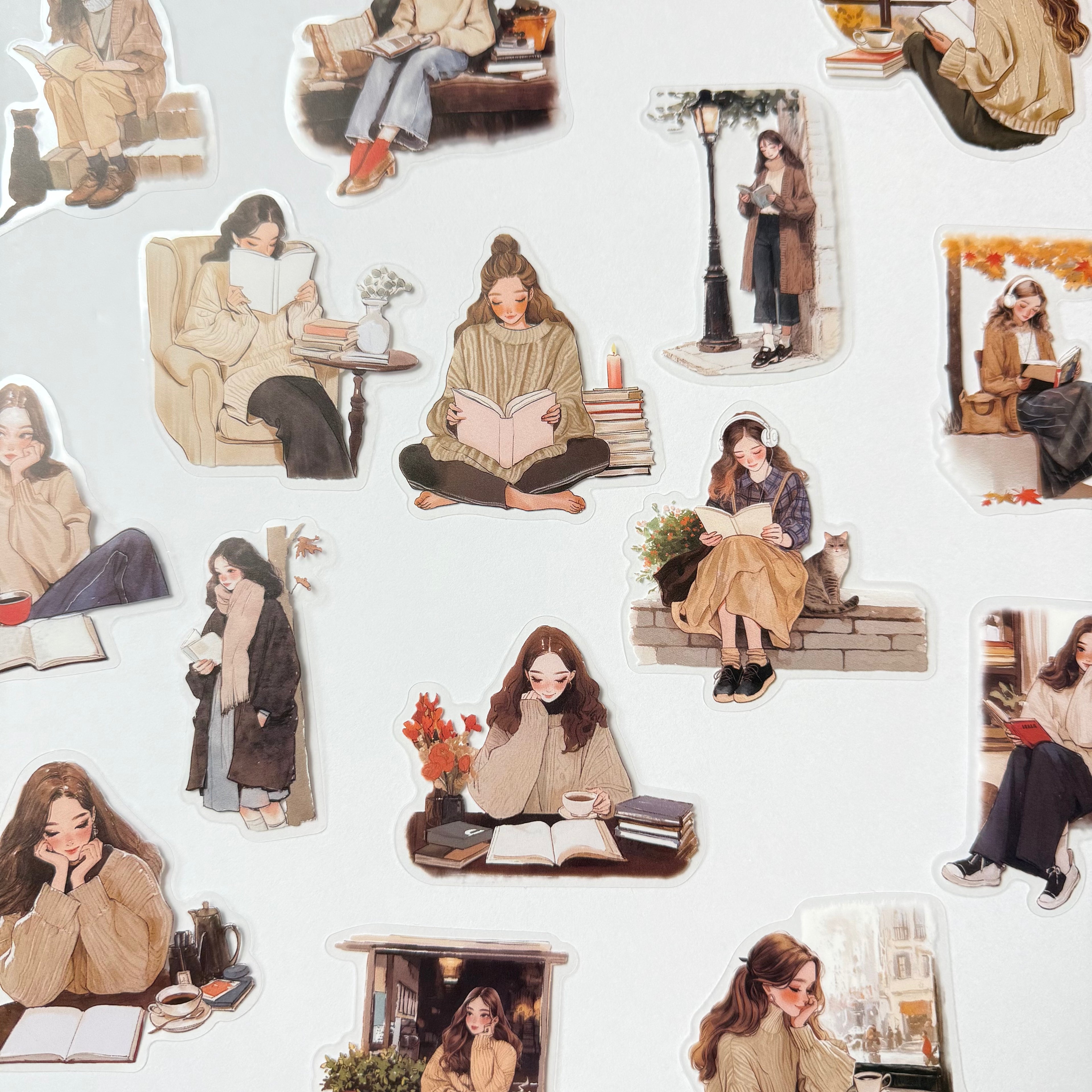 Autumn Reading Mood – Warm Cozy Sticker Set (15 pcs) 🍂📚