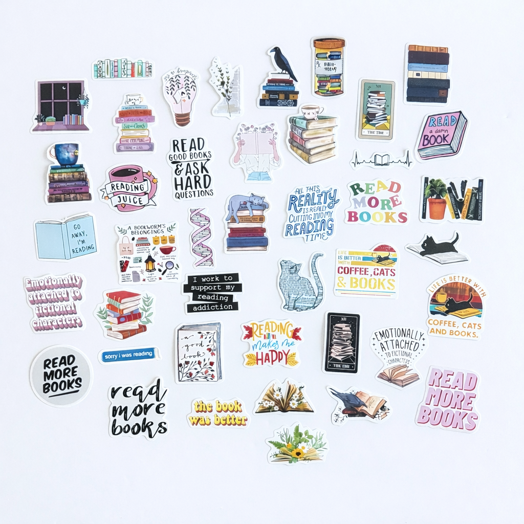 🤍 Cozy Bookish Moments - Sticker Pack (40 pcs)