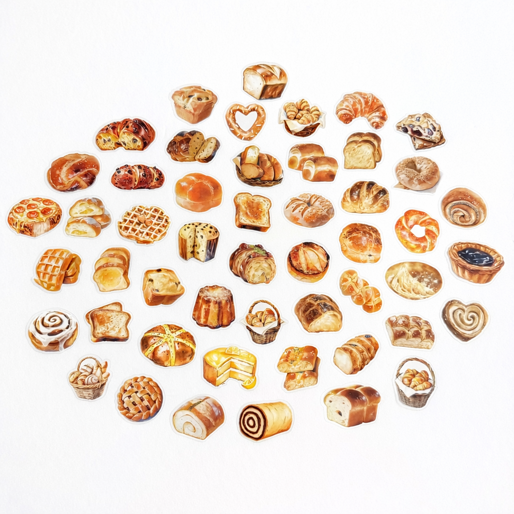 🥐 Morning Bakery Bliss – Cozy Pastry Sticker Pack (50 pcs) 🍞✨