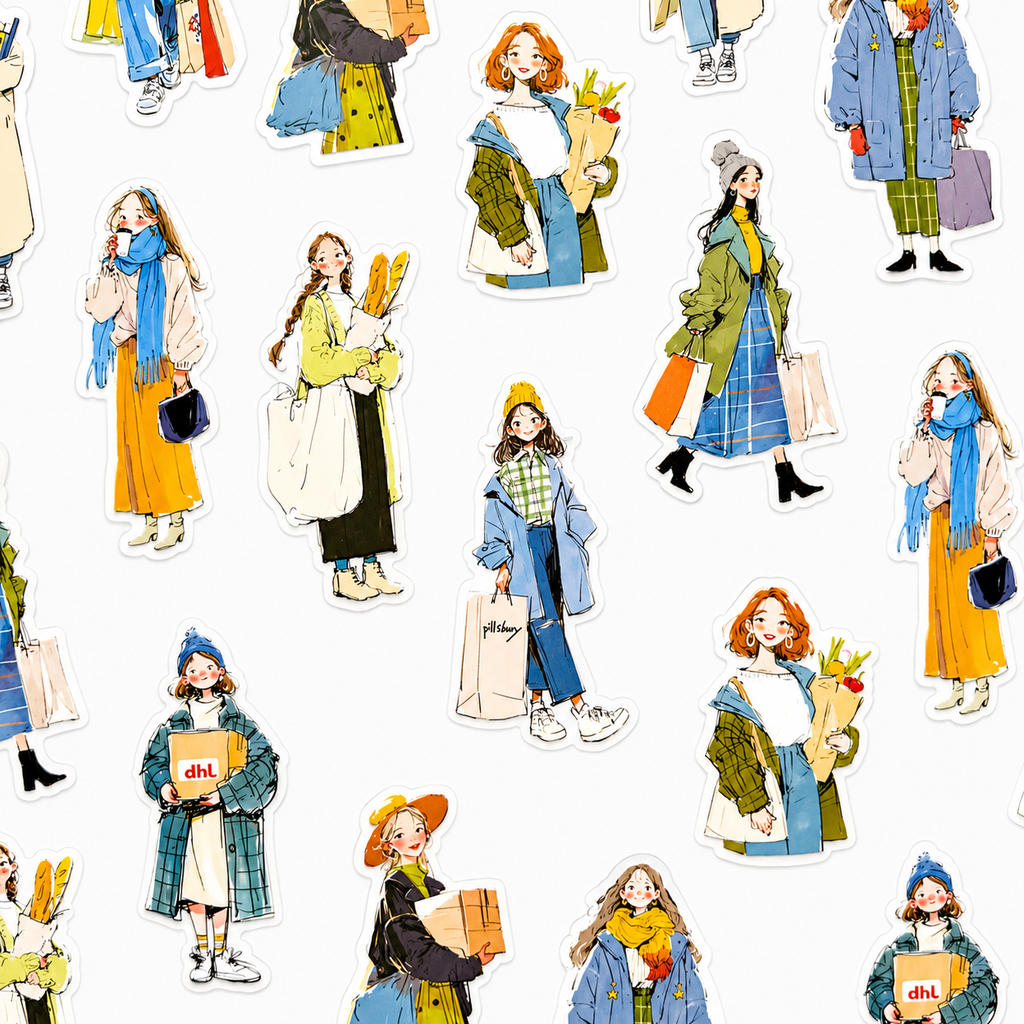 Shopping Girl Sticker Pack 🛍️🧥 - 20 pcs