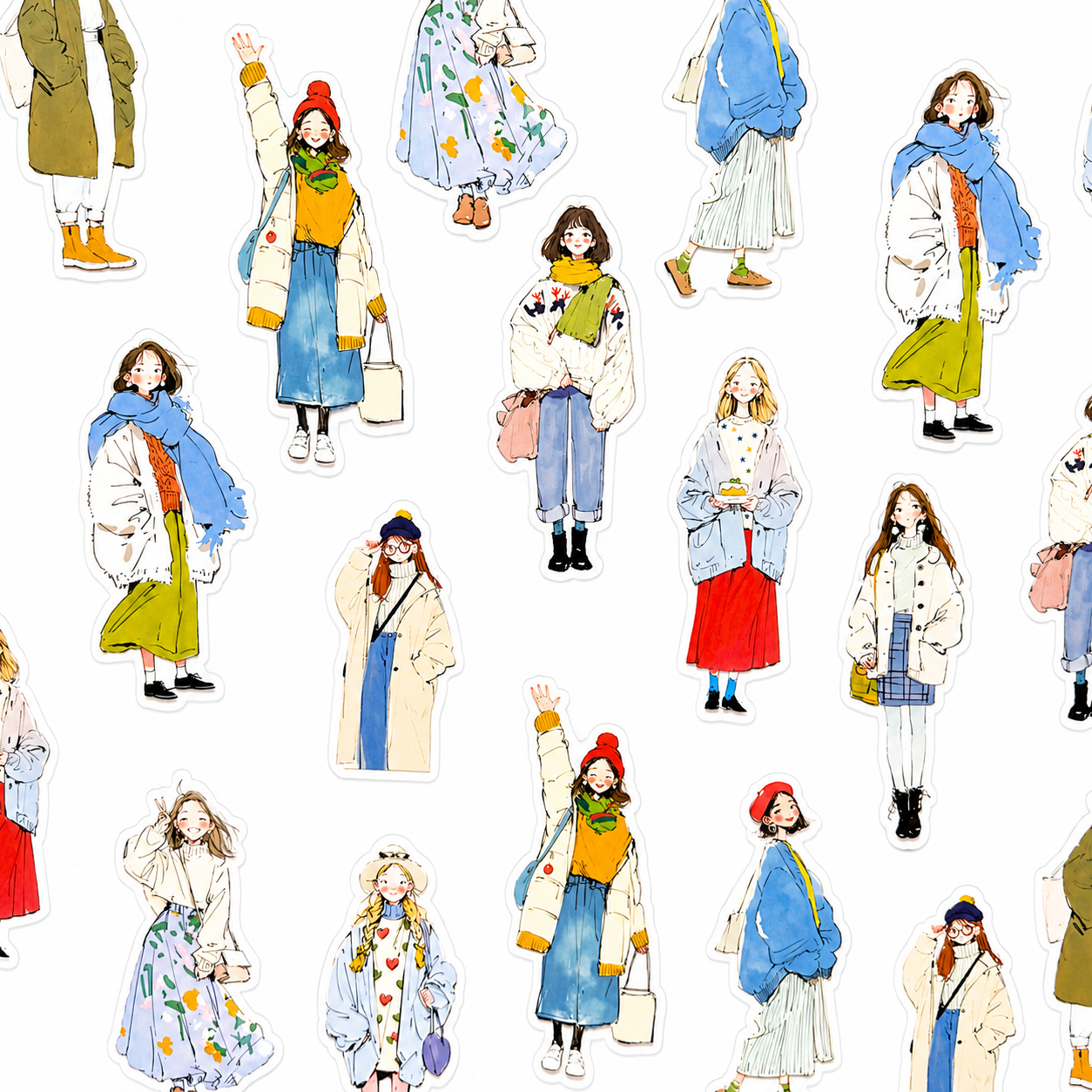 Cozy Girl Sticker Pack 🧣🤍 - 20 pcs