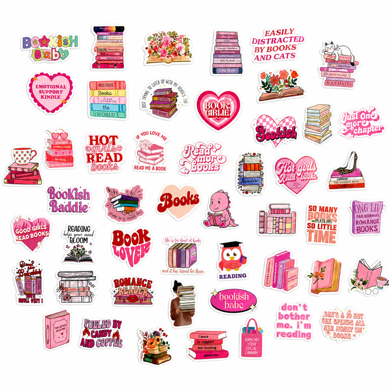 Book Girlie Sticker Pack 💖📚 - 50 pcs