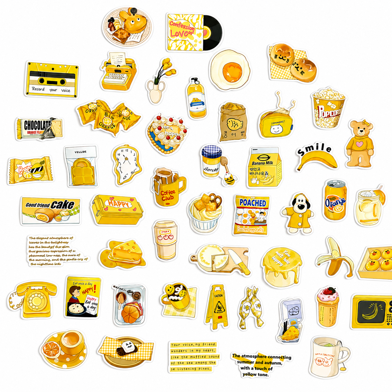 Yellow Aesthetic Sticker Pack 💛🍋 - 50 pcs
