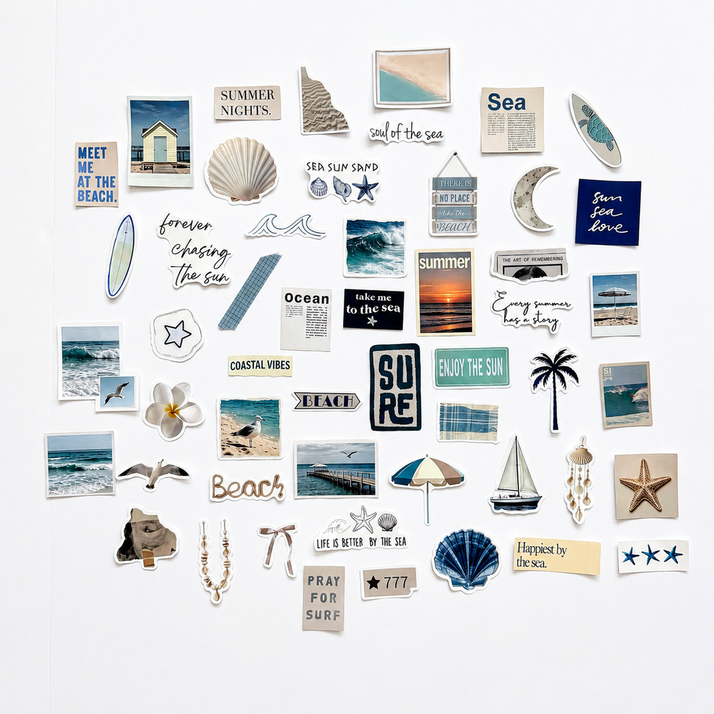 Coastal Vibes Sticker Pack 🌊☀️ 52 pcs