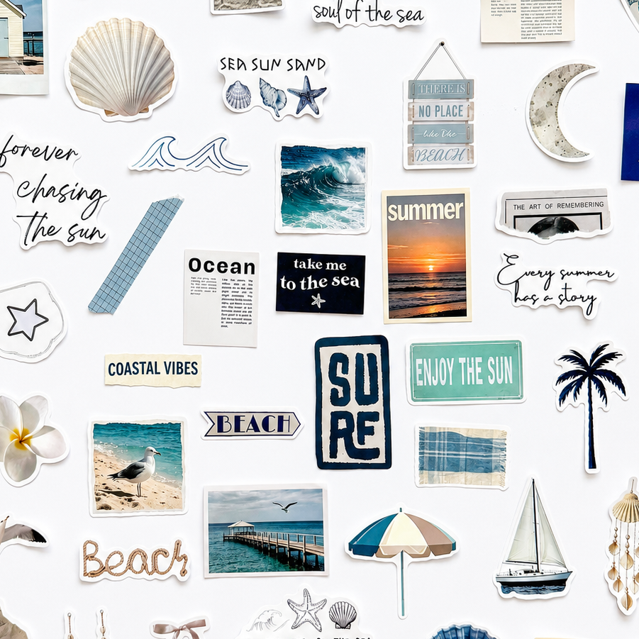 Coastal Vibes Sticker Pack 🌊☀️ 52 pcs