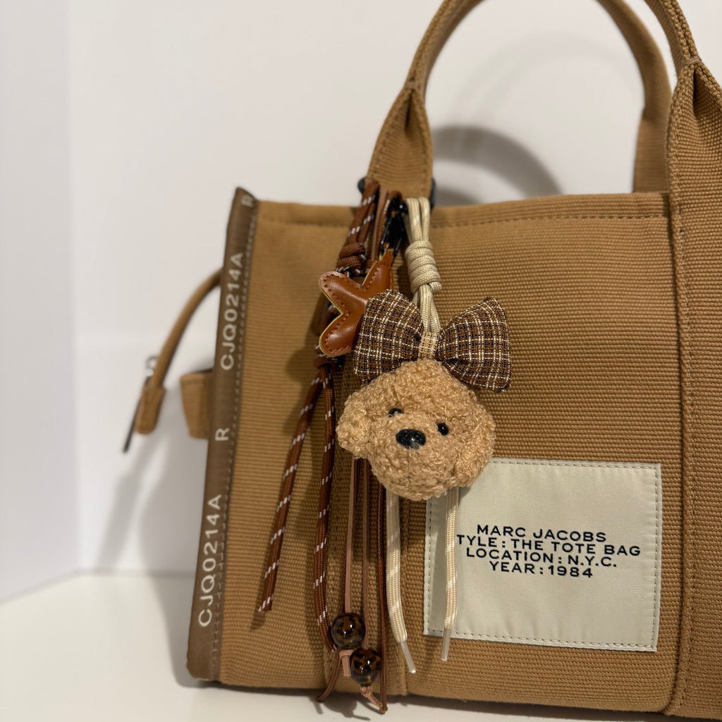 🧸 Teddy Bear Bag Charm — Cozy Brown Bow