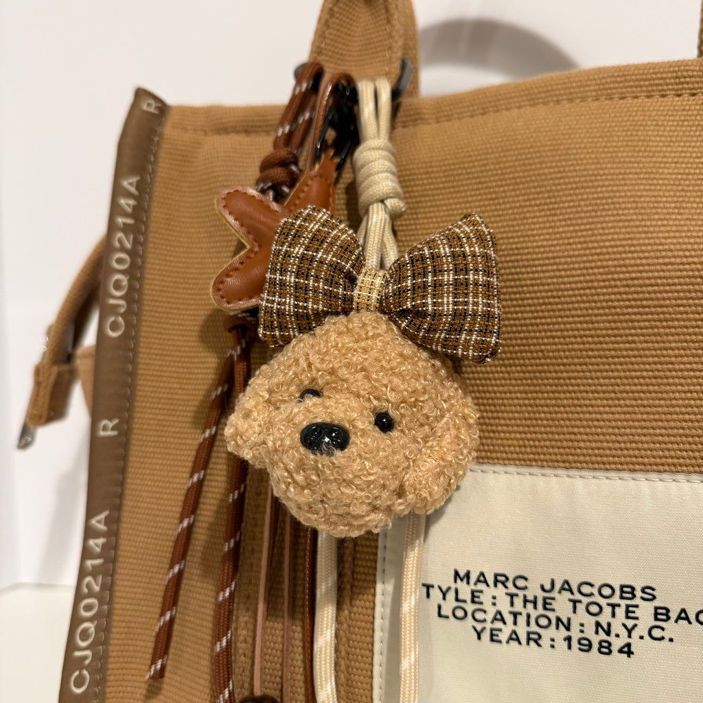 🧸 Teddy Bear Bag Charm — Cozy Brown Bow