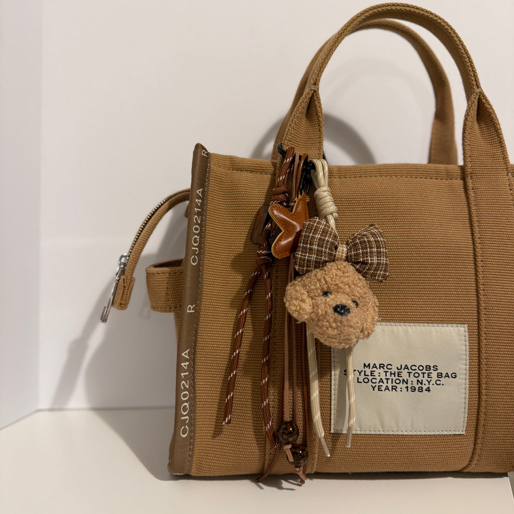 🧸 Teddy Bear Bag Charm — Cozy Brown Bow