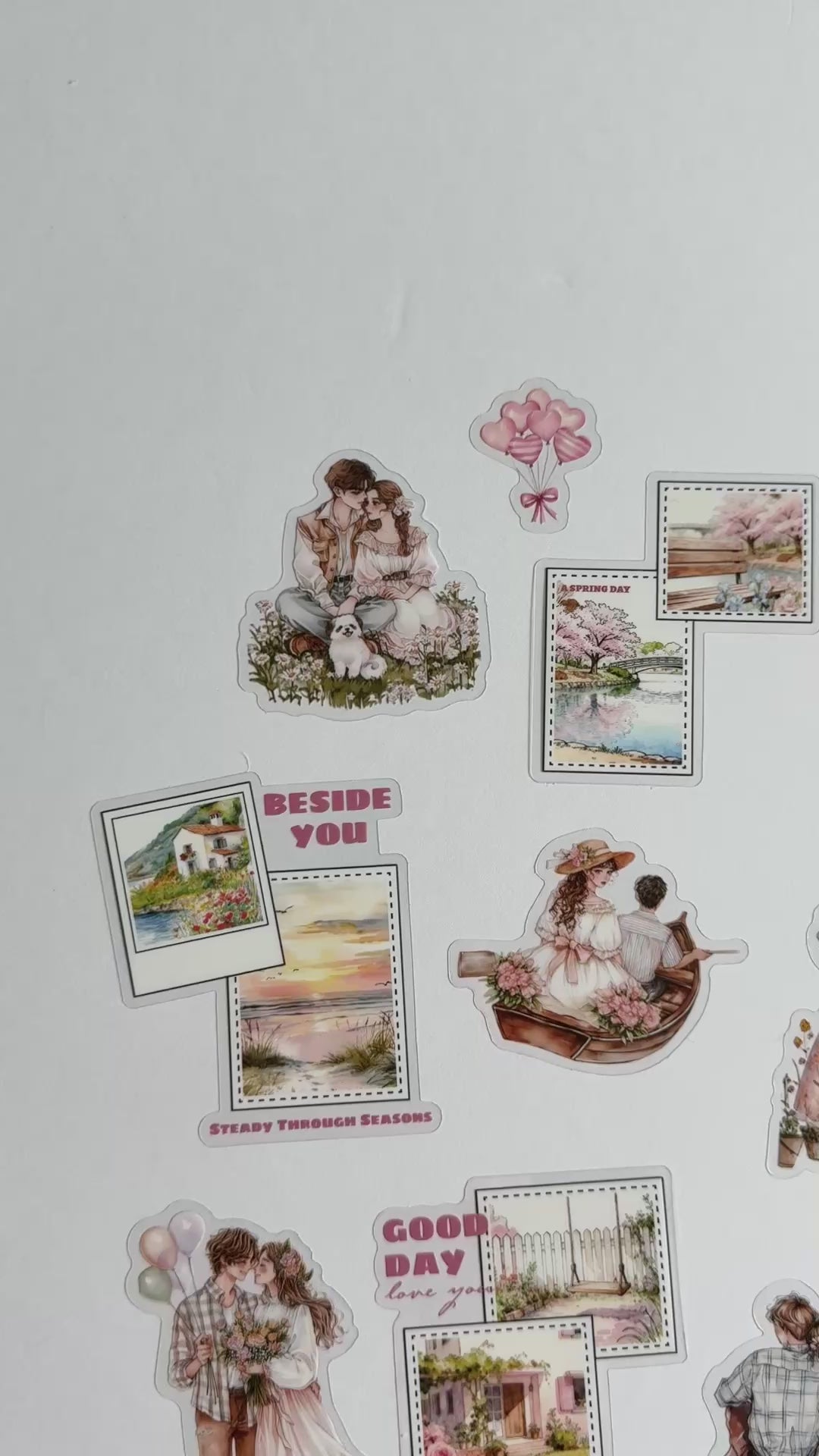 🕯 Pink Home Warmth – Cozy Couple Moments Sticker Set (15 pcs) 🩷🏡